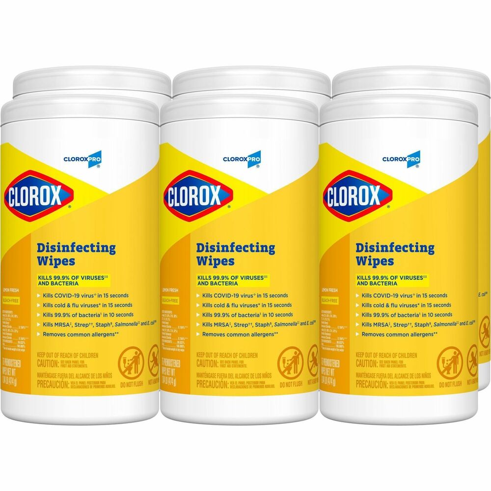 Image of Clorox Company Disinfecting Wipes, Lemon Scent, 75 Wipes, 480/PL, WE
