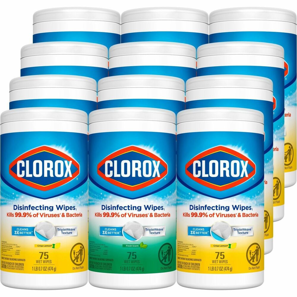 Image of Clorox Company DisinfectWipe,BleachFree,75/Can,3EA/PK,4PK/CT,20CT/BD,WE