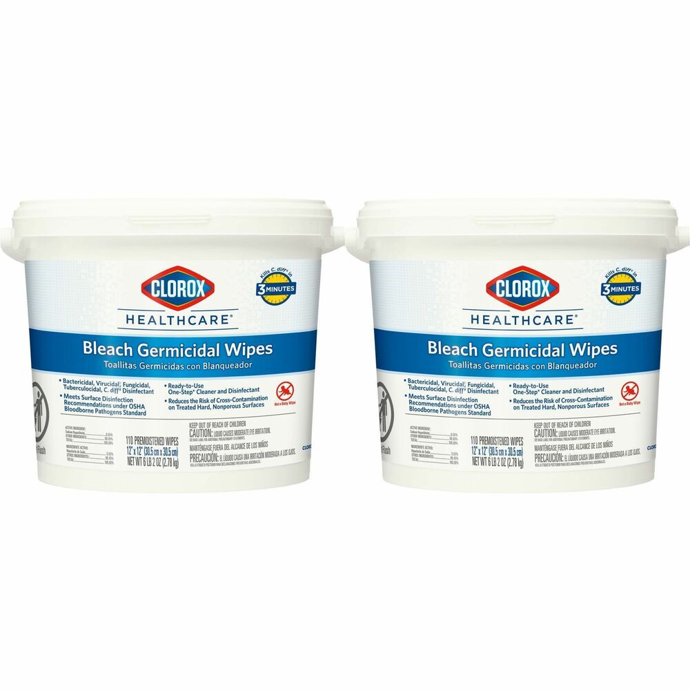 Image of Clorox Company Germicidal Wipes, Clorox, 110/Canister,2EA/CT,25CT/BD,WE