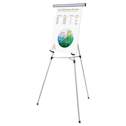 Image of Universal® 3-Leg Telescoping Easel With Pad Retainer, Adjusts 34" To 64", Aluminum, Silver