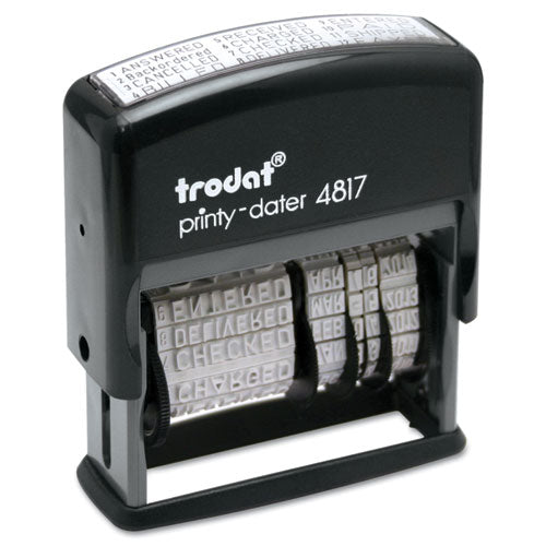 Image of Trodat® Printy Economy 12-Message Date Stamp, Self-Inking, 2" x 0.38", Black