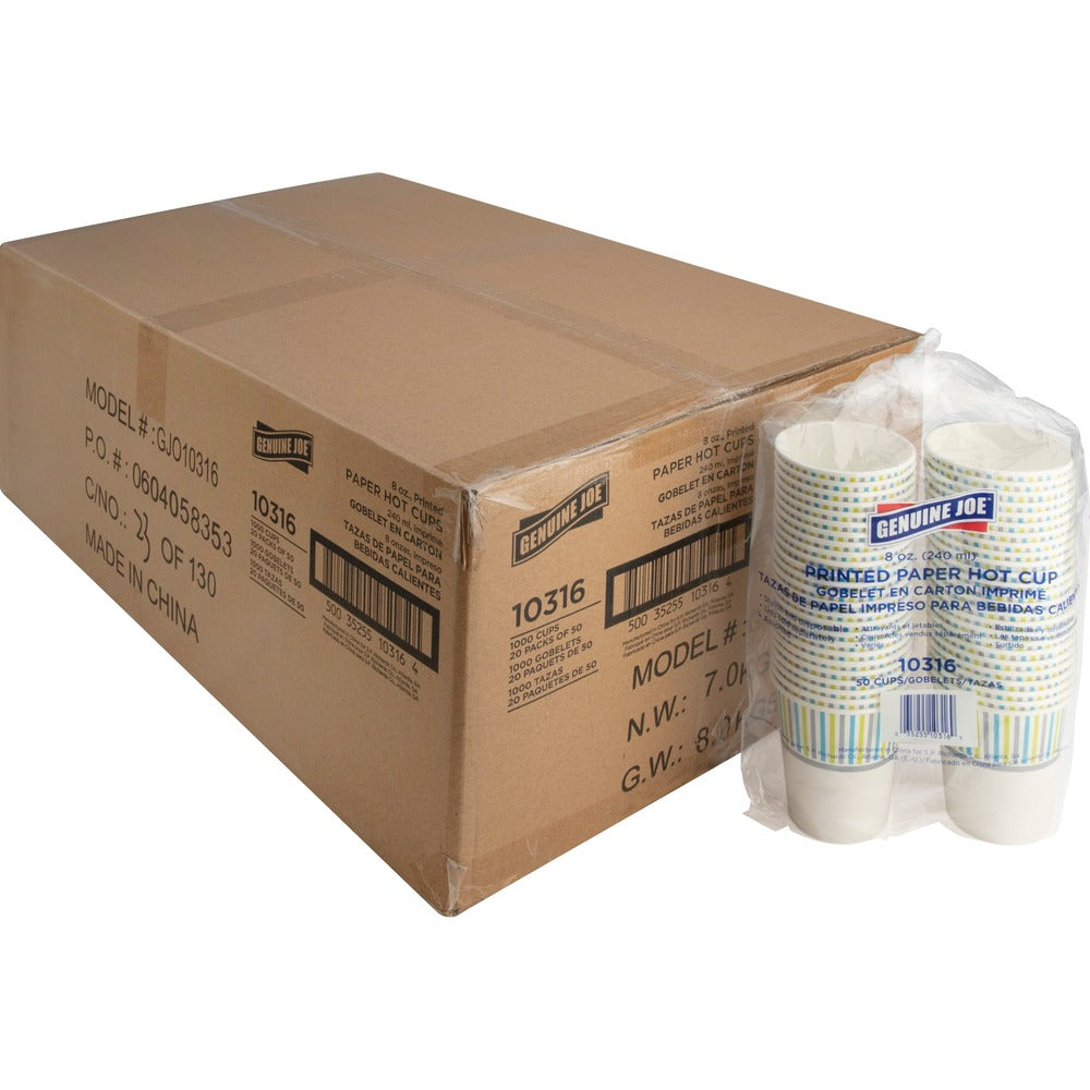 Image of Genuine Joe Paper Cups,Hot,8 oz,50/PK,20PK/CT, MI