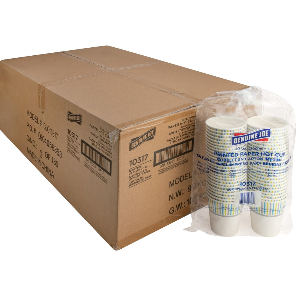 Image of Genuine Joe Paper Cups,Hot,10 oz,50/PK,20PK/CT,MI