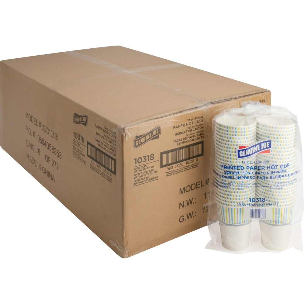 Image of Genuine Joe Paper Cups,Hot,12 oz,50/PK,20PK/CT,MI