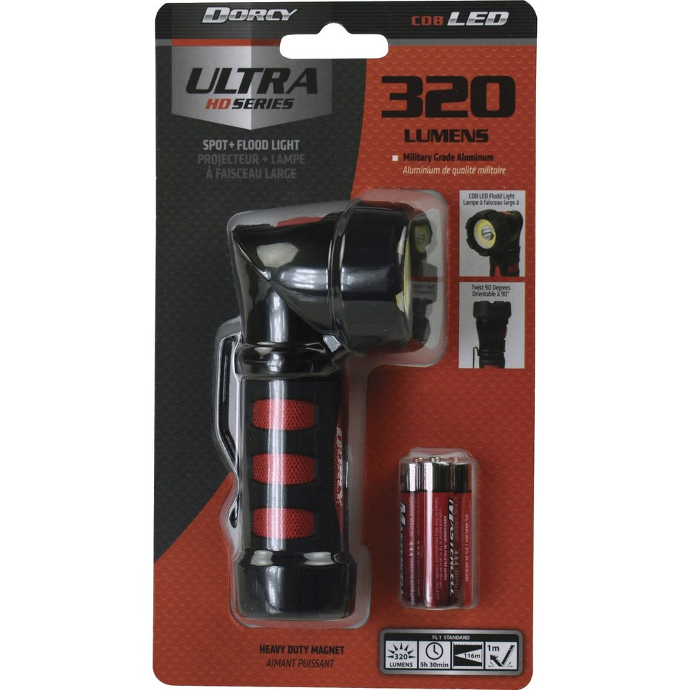Image of Dorcy Intl. Flashlight, 320 Lumen, 2-1/5"Wx1-3/5"Lx4-3/4"H, Black/Red