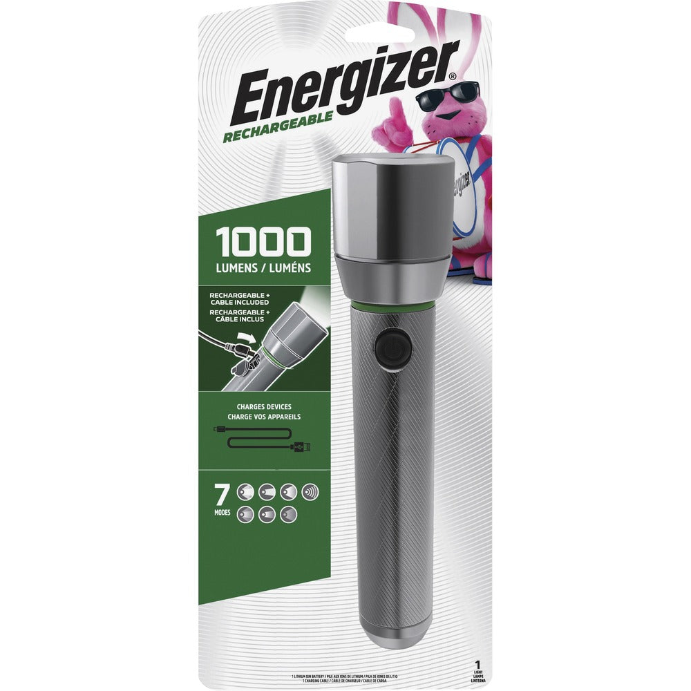 Image of Eveready Battery Co Inc Flashlight, LED, Rechargeable, 1000 Lumens, 200m, Silver