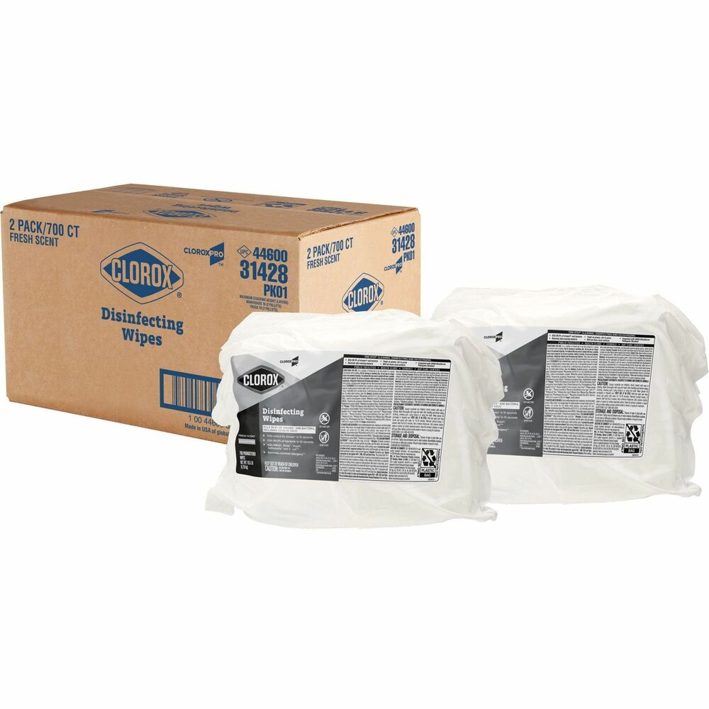 Image of Clorox Company Disinfecting Wipes, Fresh Scent, 700/BG, 7"x7", 2BG/CT, WE
