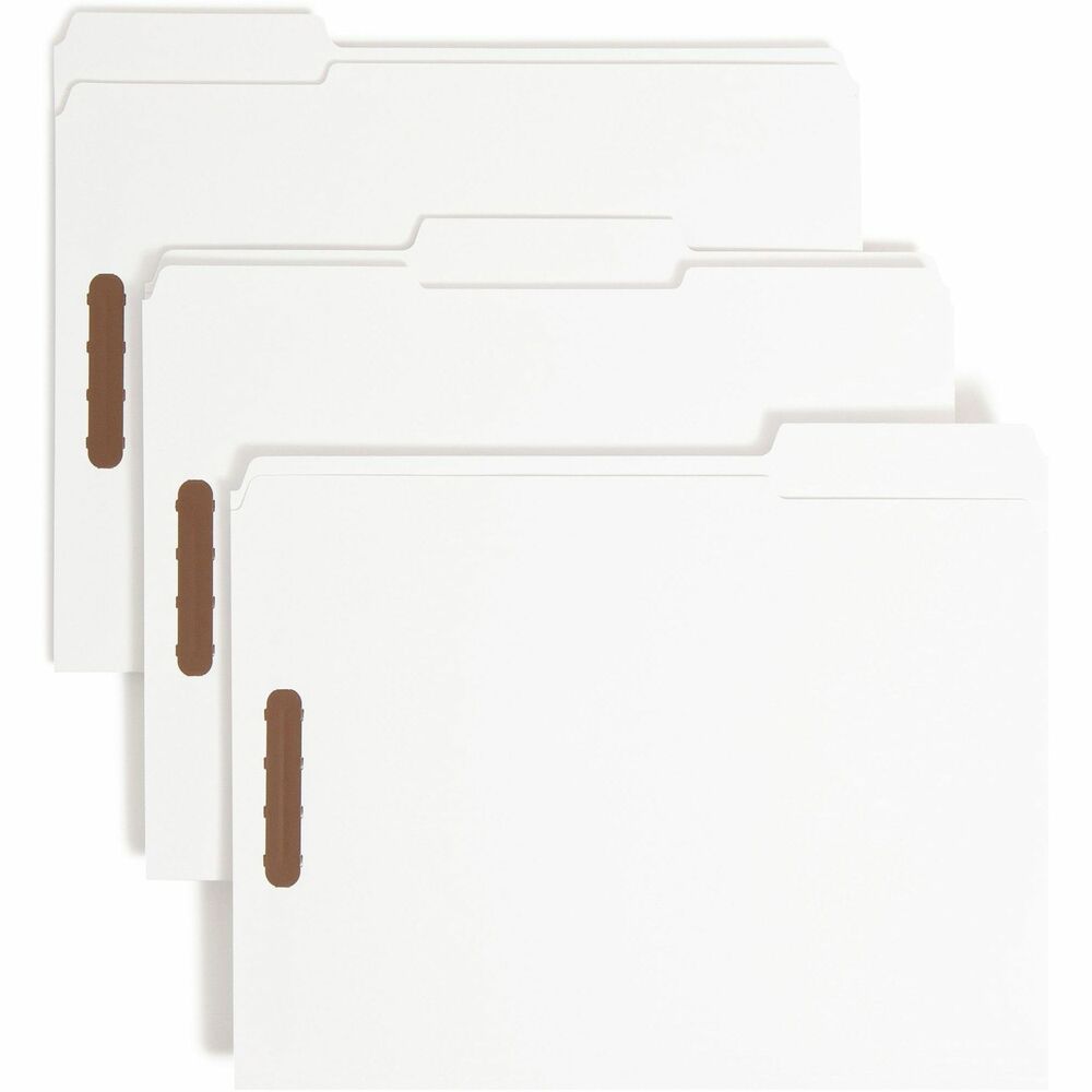 Image of Smead Folders, 2 Fasteners, 1/3 AST Tab Cut, Letter, 50/BX, White