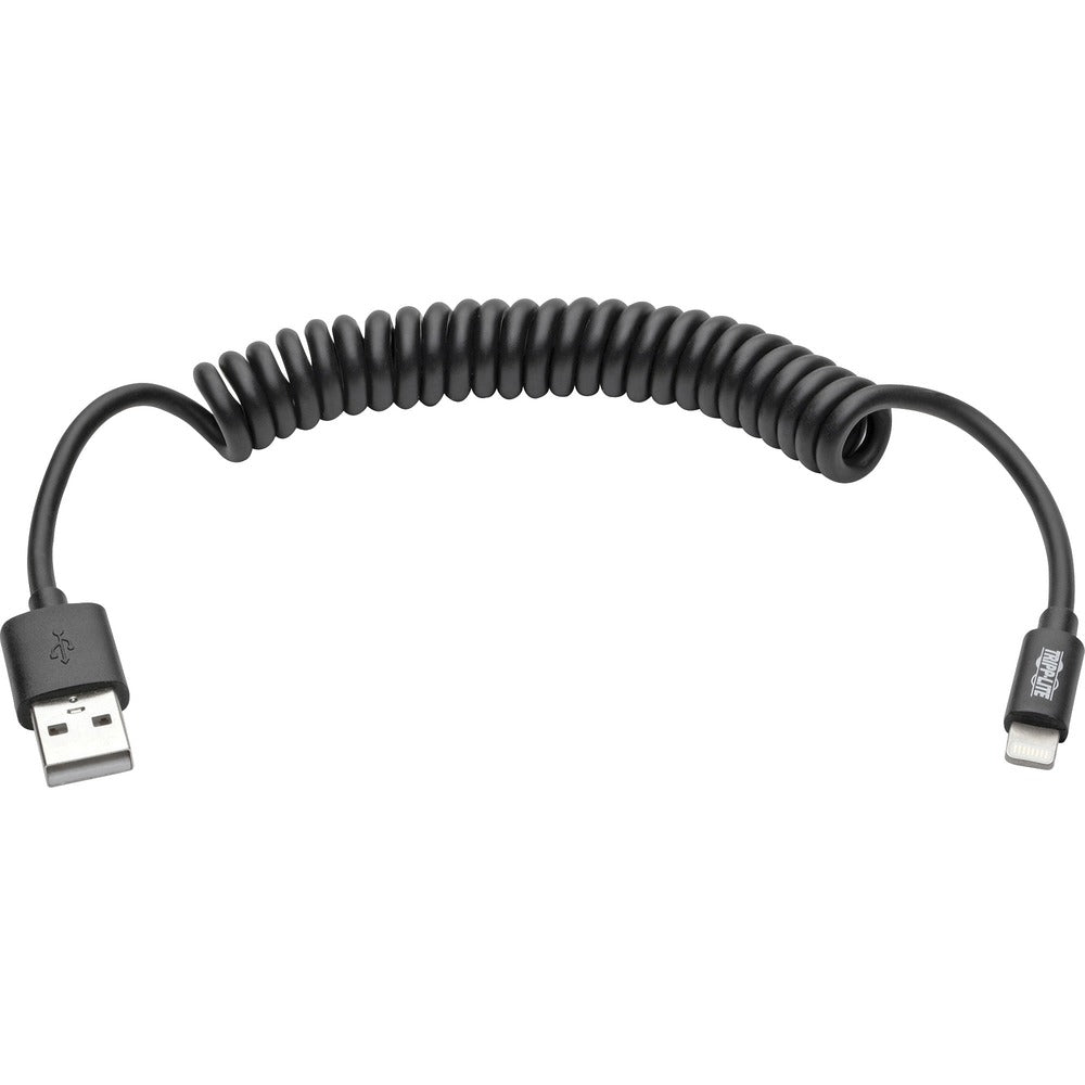Image of Tripp Lite USB Cable, Lightning, Coiled, 4'L, Black