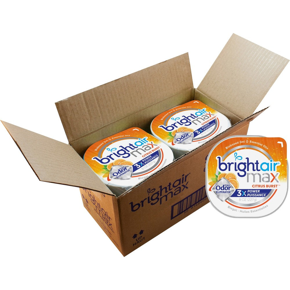 Image of Bright Air Odor Eliminator Gel,Citrus,8 oz,5"x5"x1-4/5",6/CT,Orange