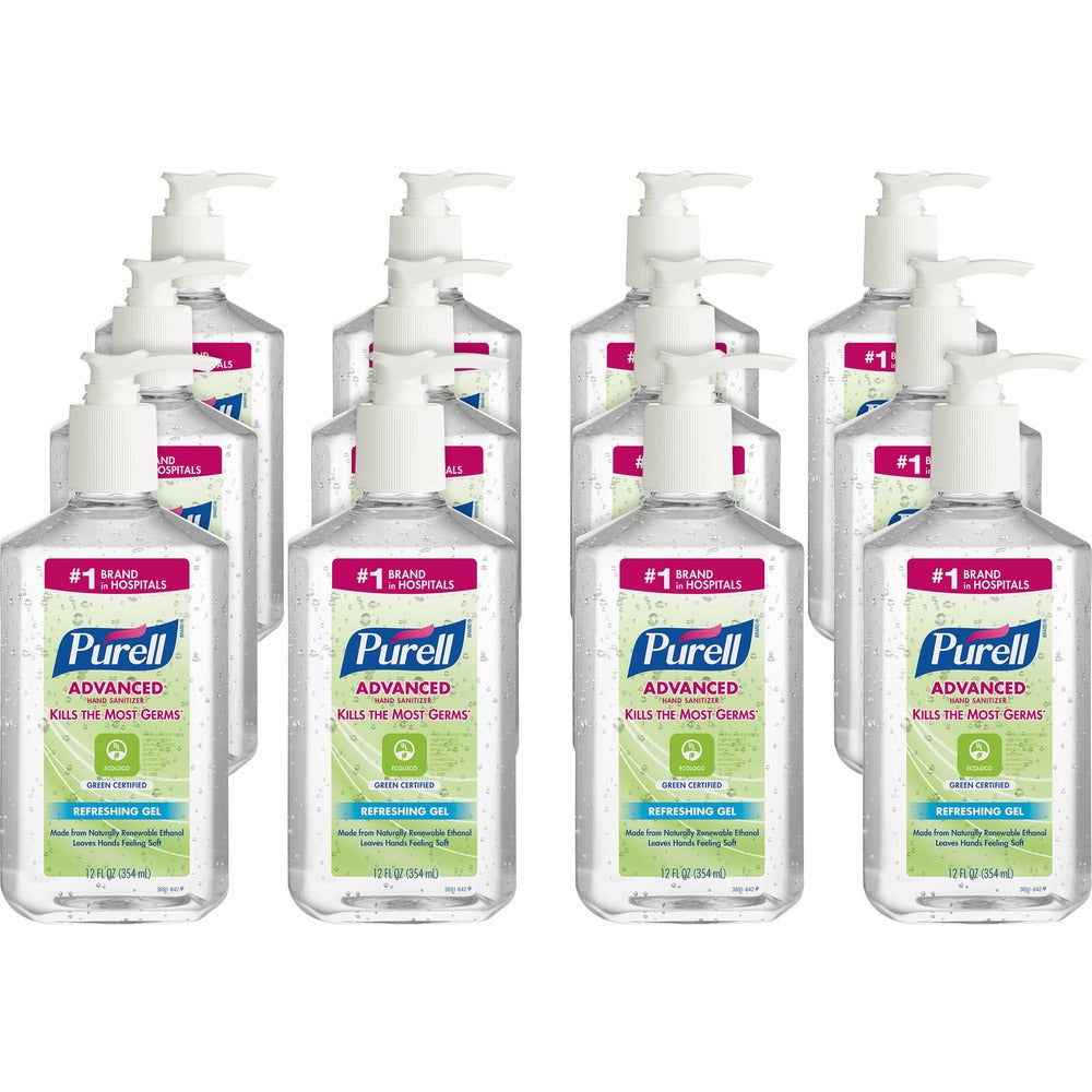 Image of Gojo Instant Hand Sanitizer, Green Cert, 12 fl.oz, 12/CT, Clear