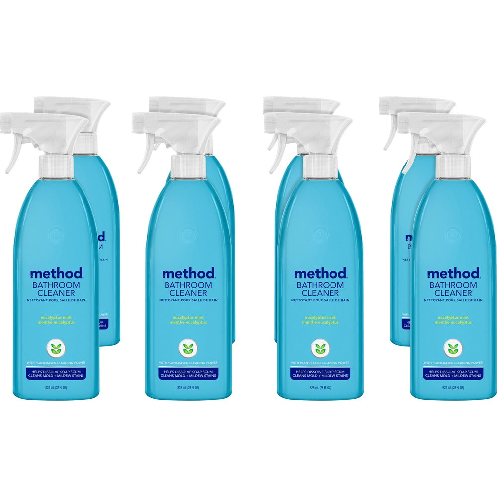 Image of Method Products Bathroom Cleaner, Eucalyptus, Spray, 28oz, 8/CT, Blue