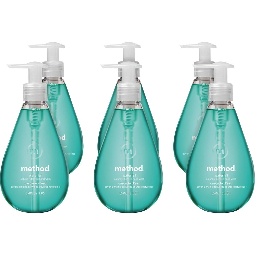 Image of Method Products Handwash, Gel, Waterfall, 12oz Pump Bottle, 6/CT, Aqua