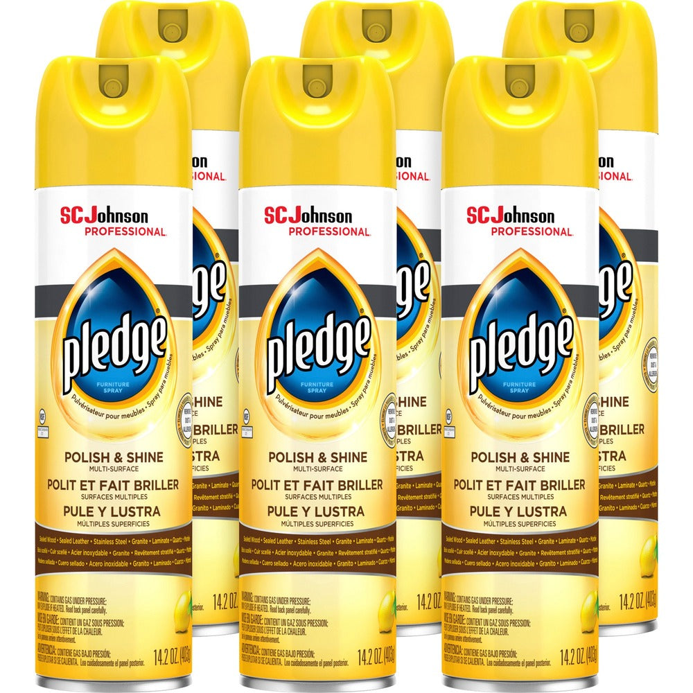 Image of S.C. JOHNSON & SON, INC Furniture Polish, Pledge, Lemon, 14.2 oz, 6/CT