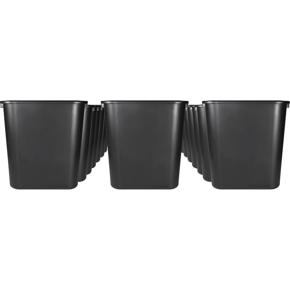 Image of Sparco Wastebasket, Rectangular, 28 Qrt, 15"x10-1/4"x15", 24/CT, BK