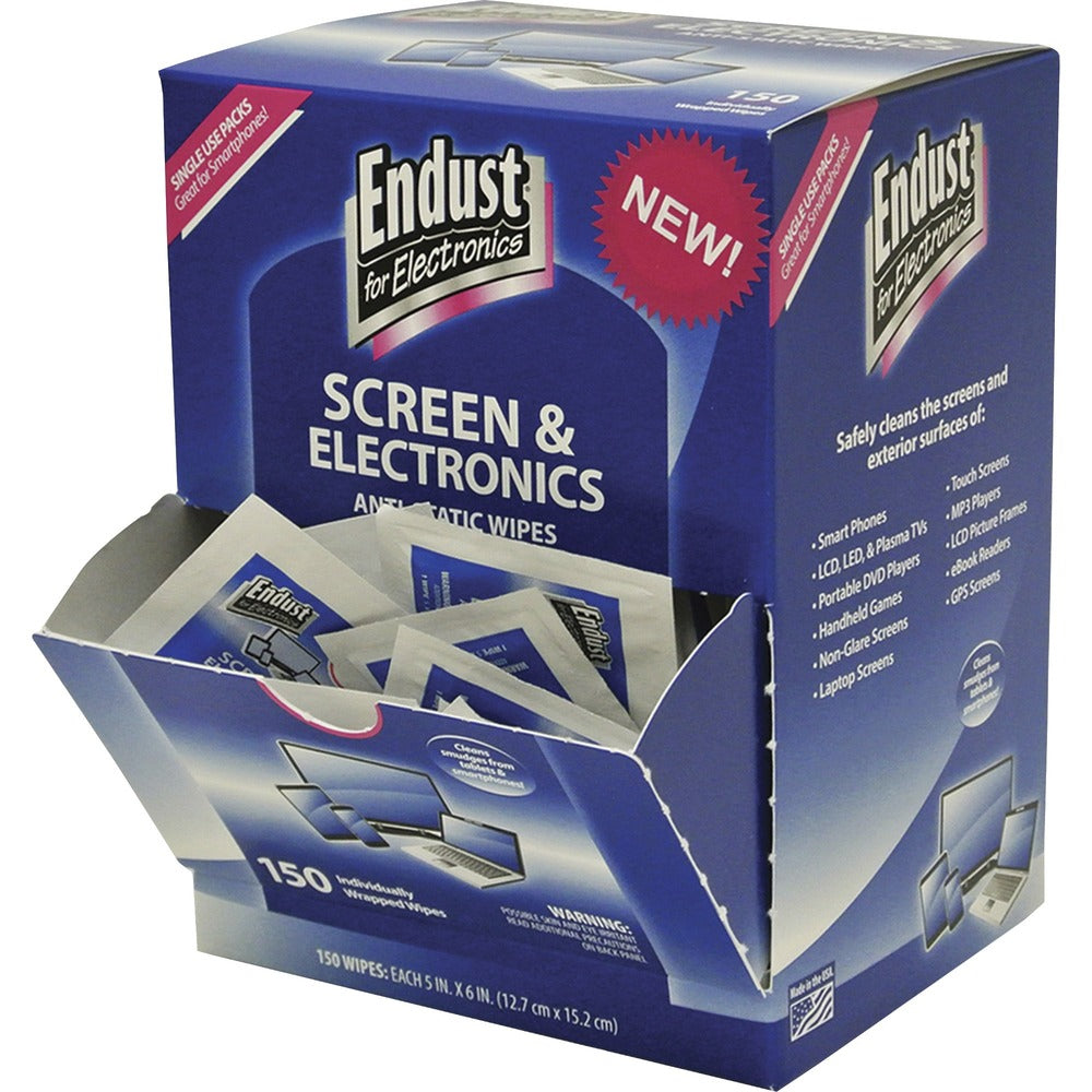 Image of Norazza Inc Electronic Screen Wipes, Anti-Static, 5"Wx6"L, 150/PK, Blue