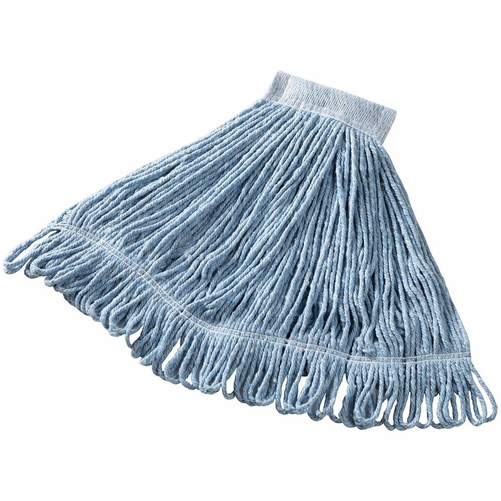 Image of Rubbermaid Commercial Products Wet Mop, Super Stitch, 5" Headband, 20oz, 6/CT, Blue