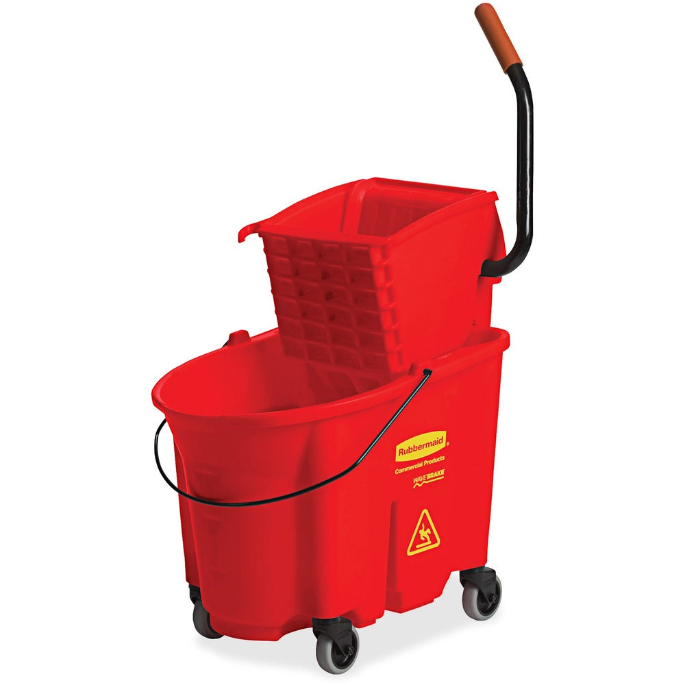 Image of Rubbermaid Commercial Products Wavebrake Mop Bucket/Wringer System, 35Qrt, Red