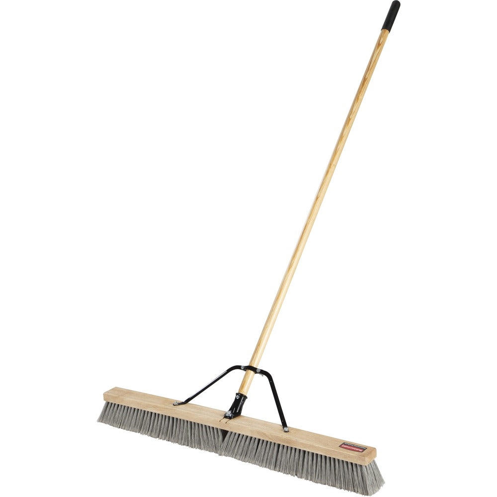 Image of Rubbermaid Commercial Products Push Broom, 3" Fine PET Bristles, 36"W, 1-1/8" Dia Handle