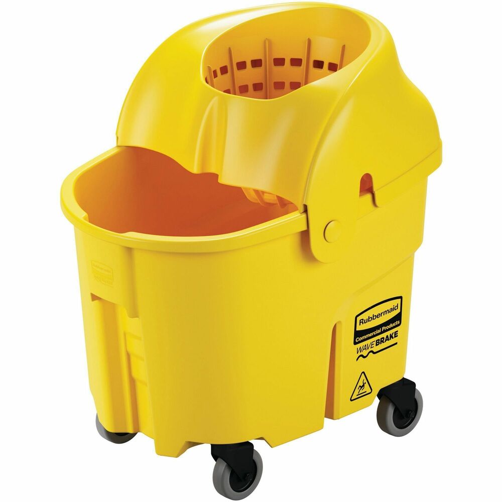 Image of Rubbermaid Commercial Products Bucket, w/Wringer, WaveBrake, 35Qrt, 16-3/4"x20"x20-1/2", YW