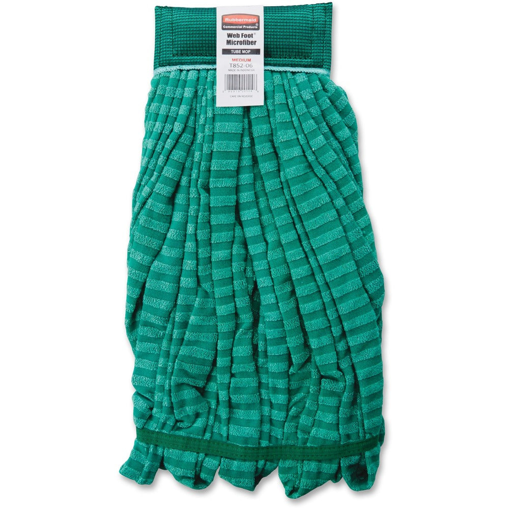 Image of Rubbermaid Commercial Products Wet Mop, Microfiber Tube, 5" Headband, 20oz, 6/CT, Green