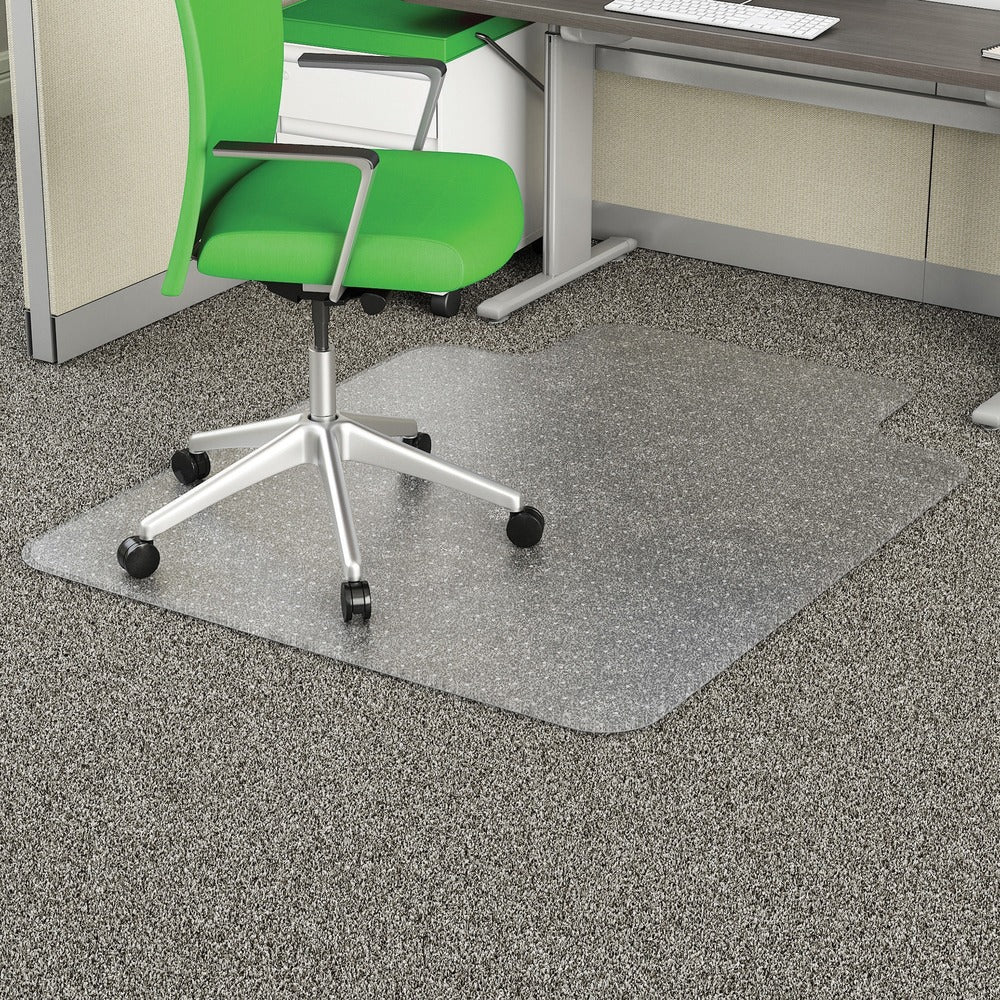 Image of Deflecto Chairmat, Low Pile, Studded, Lip 10"x19", 36"Wx48"L, Clear