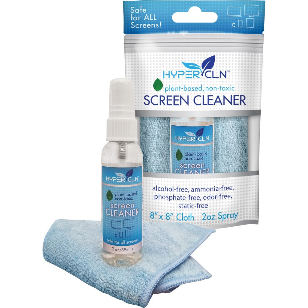 Image of Falcon Screen Cleaning Kit, Nontoxic, 2 oz Spray, 8"x8" Cloth, WECL