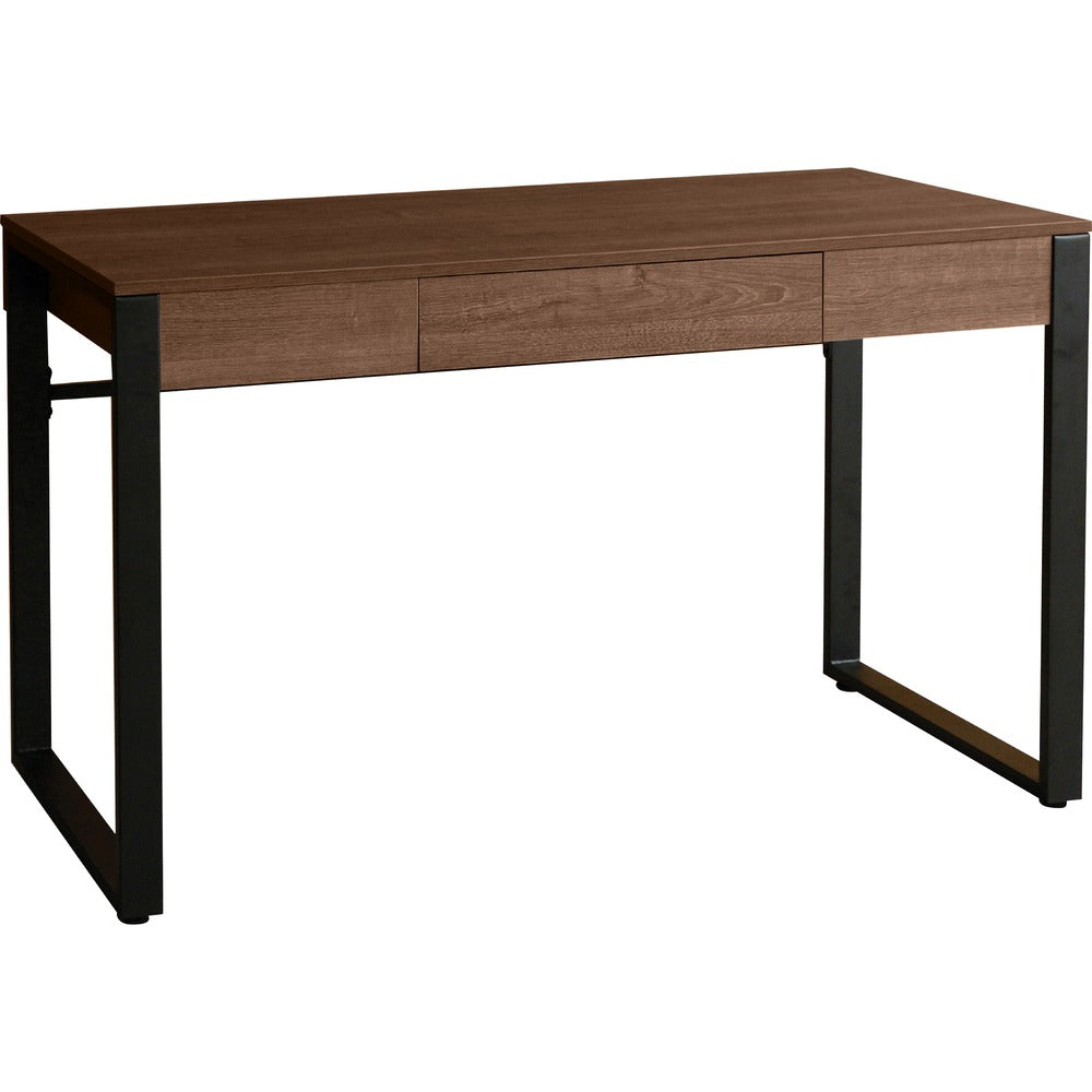 Image of Lorell Desk, Center Drawer, Steel Legs, 47"x23-1/2"x30", Walnut