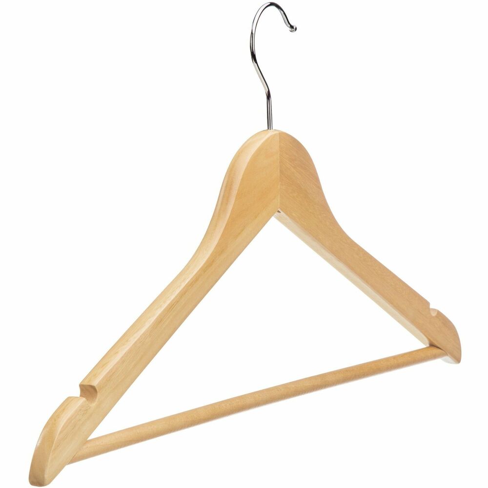 Image of Lorell Garment Hanger,Wood,17-1/2"x1/2"x9-1/4",30/CT,NL