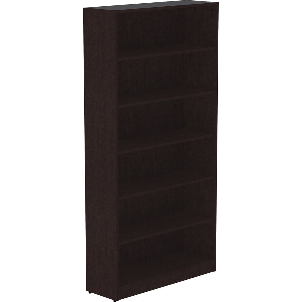 Image of Lorell Bookcase, 6-Shelf, 5 Adj Shelves, 36"x12"x72", Espresso
