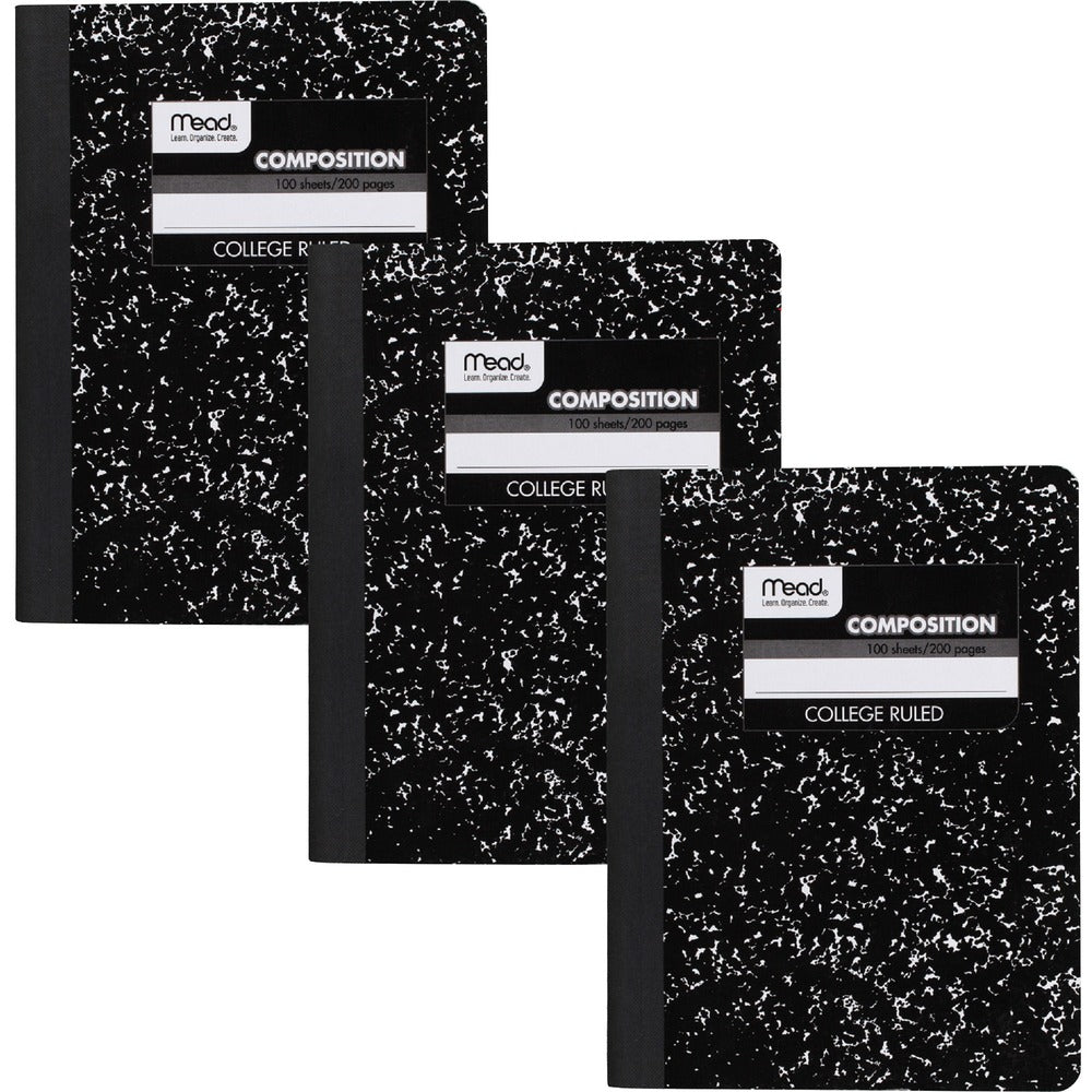 Image of Mead Notebook, College-Rule, 8"Wx10"H, 3/PK, Black