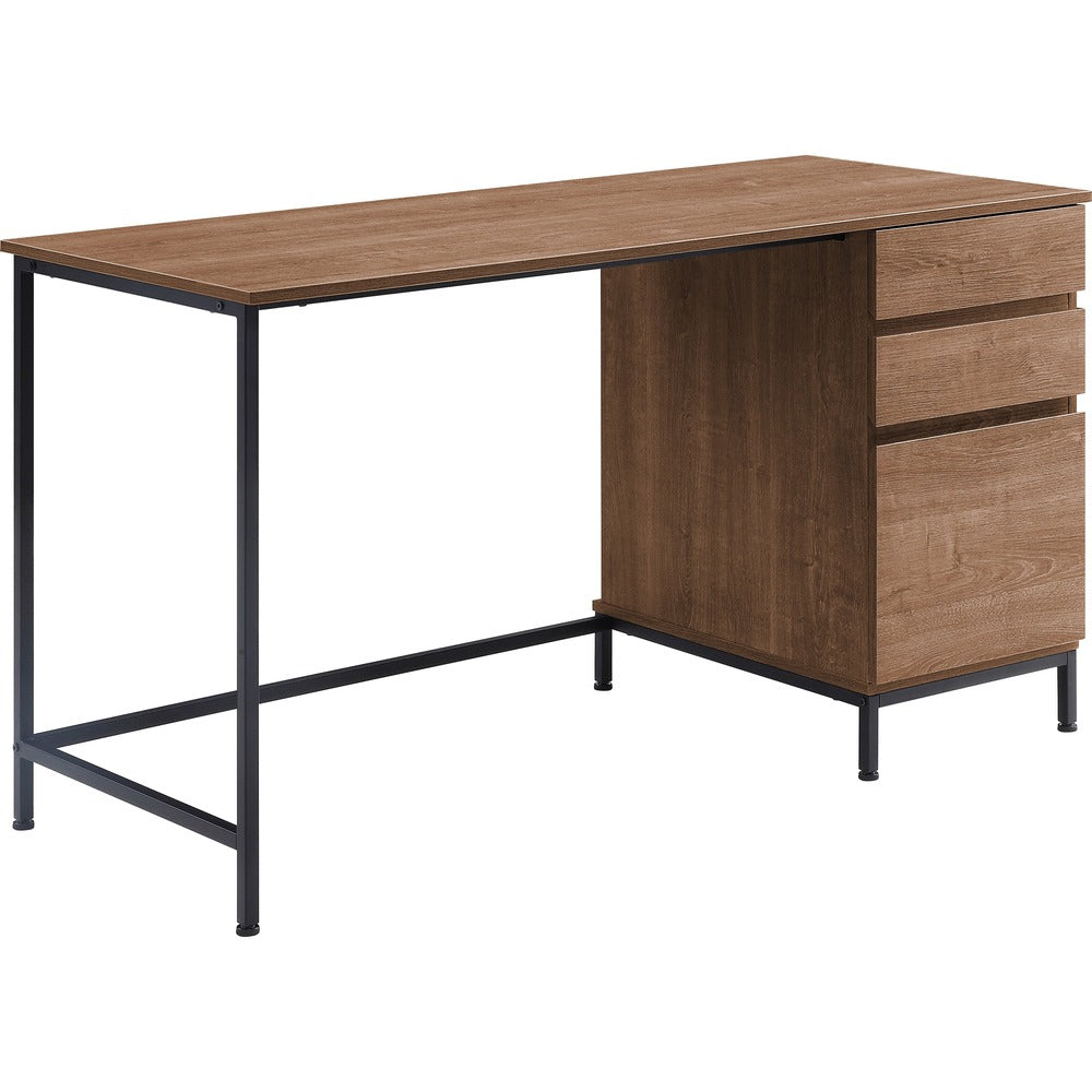 Image of Lorell Desk, 3 Drawers, Steel Legs, 55"x23-5/8"x30", Walnut