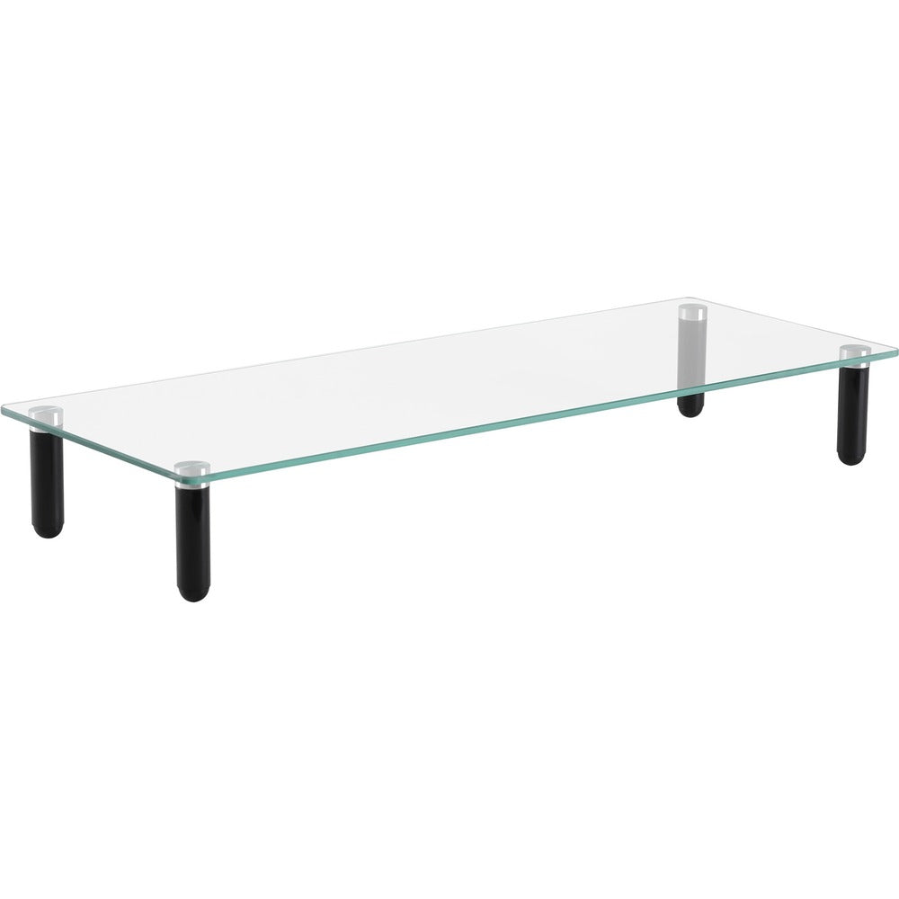Image of Lorell Monitor Stand, Glass, 4-Leg, 22"x8-1/4"x3", Clear/Black