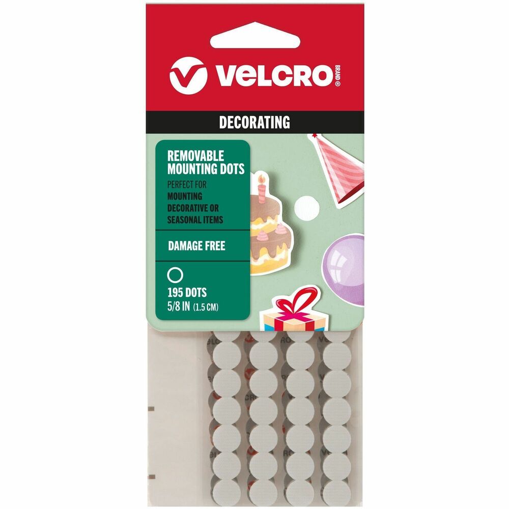 Image of Velcro Industries Mounting Tape, Removable, Circles, 5/8", 195/PK, WE