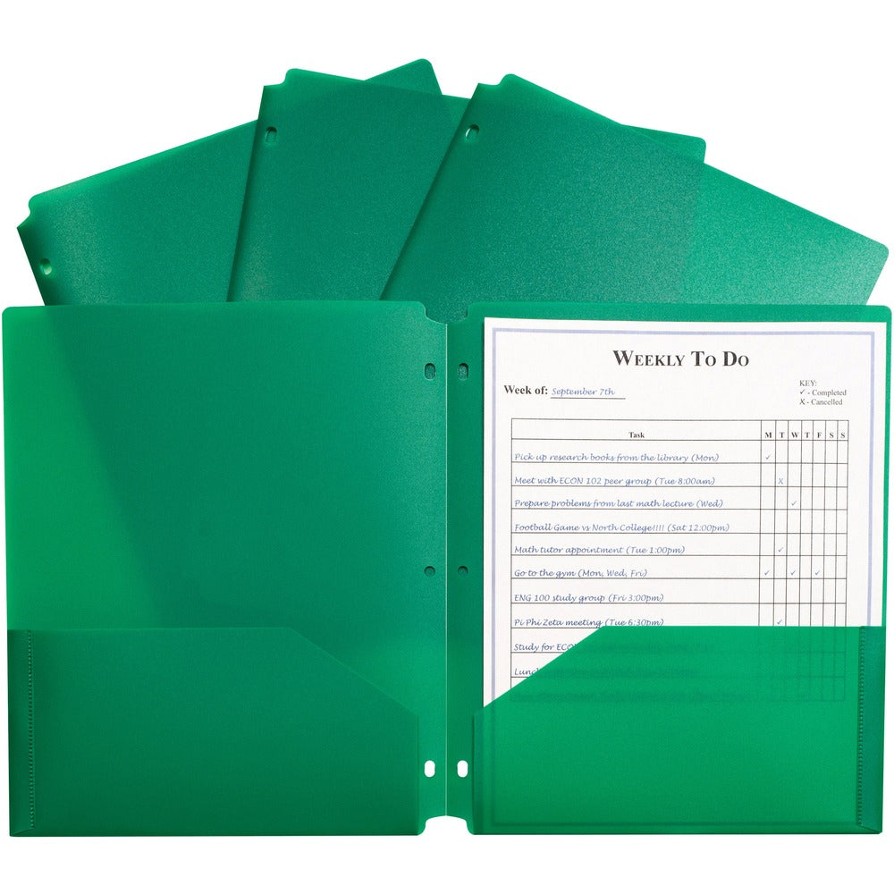 Image of C-Line Portfolio, 2-Pocket, 3-Hole, 9-2/5"x11-2/5"x1/10", 25/BX, GN