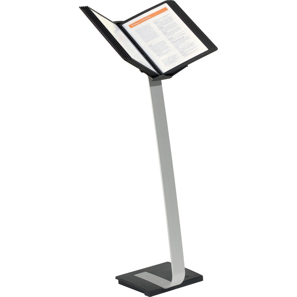 Image of Durable Office Products Floor Display, 10-panel System Holder, 20"x11"x40", BK/AL