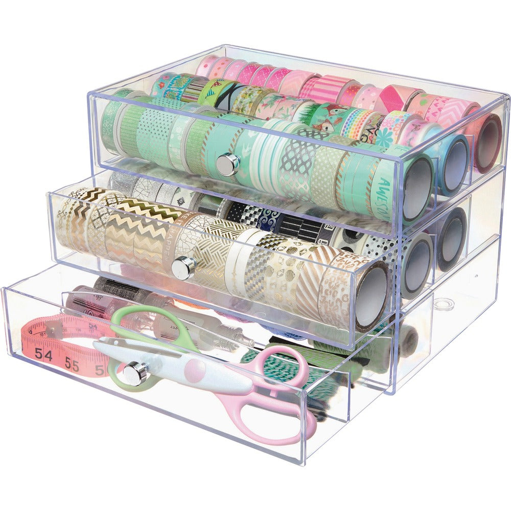 Image of Deflecto Organizer, 3-Drawer, 10"Wx6-4/5"Dx7"H, Clear