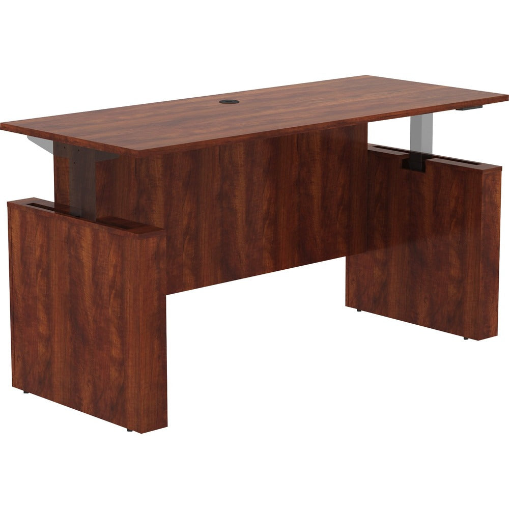 Image of Lorell Sit-Stand Desk Shell, Essentials, 72"x29"x29"-49", Cherry