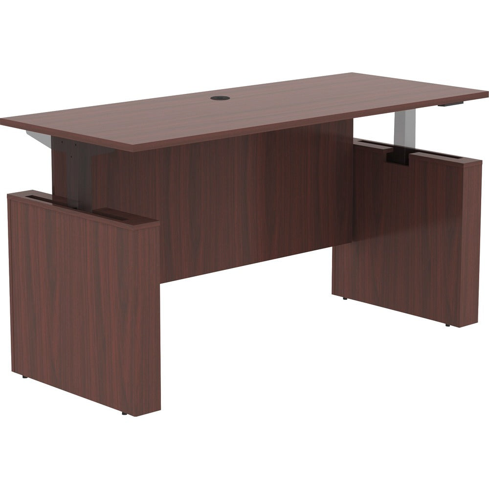 Image of Lorell Sit-Stand Desk Shell, Essentials, 72"x29"x29-49",Mahogany