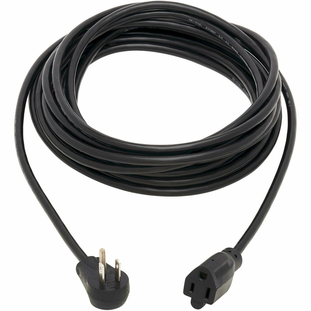Image of Tripp Lite Power Cord,Right Angle,5-15P/5-15R,10A,120V,18AWG,25', Black