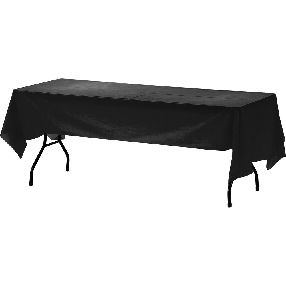 Image of Genuine Joe Table Cover, Plastic, 54"x108", 6/PK,4PK/CT, Black