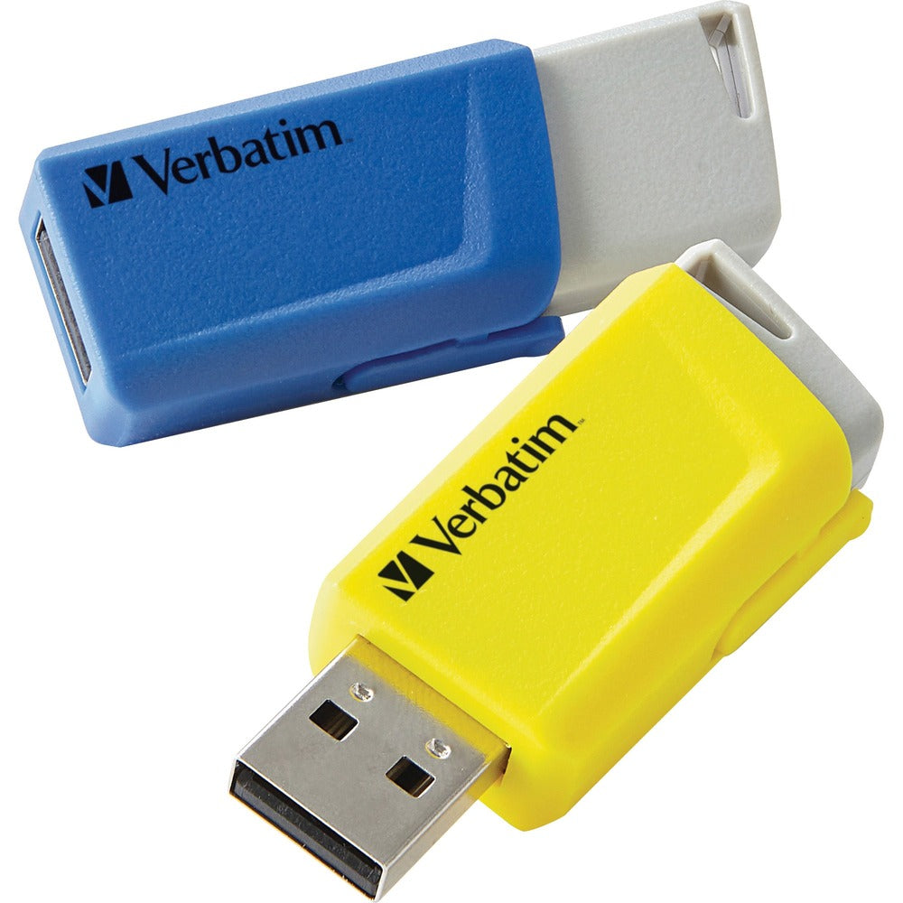 Image of Verbatim USB Drive, Store'n'Click, 16GB, 2/PK, Blue/Yellow