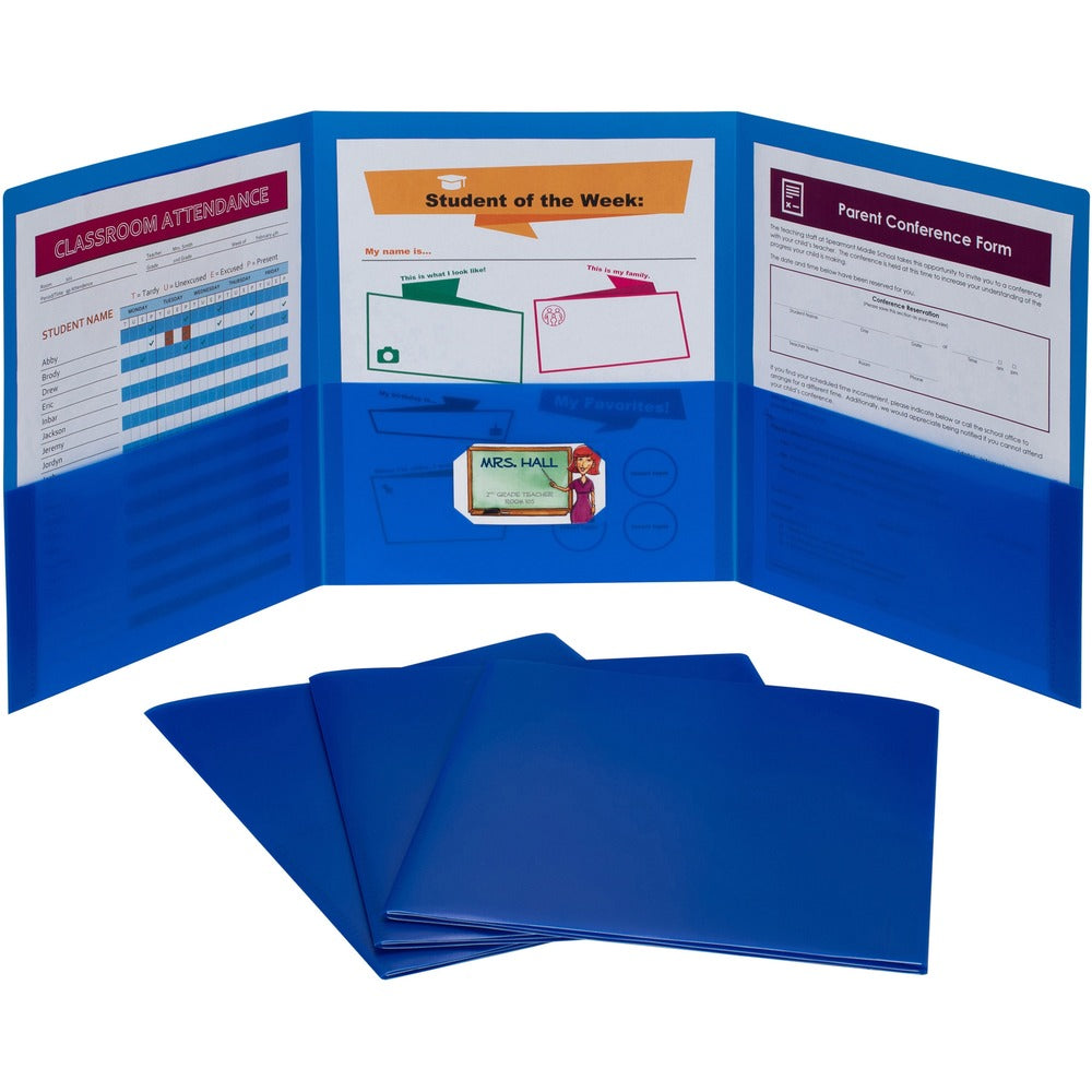 Image of C-Line Portfolio,3-Pocket,w/Card Holder,Poly,Letter,24/BX,Blue
