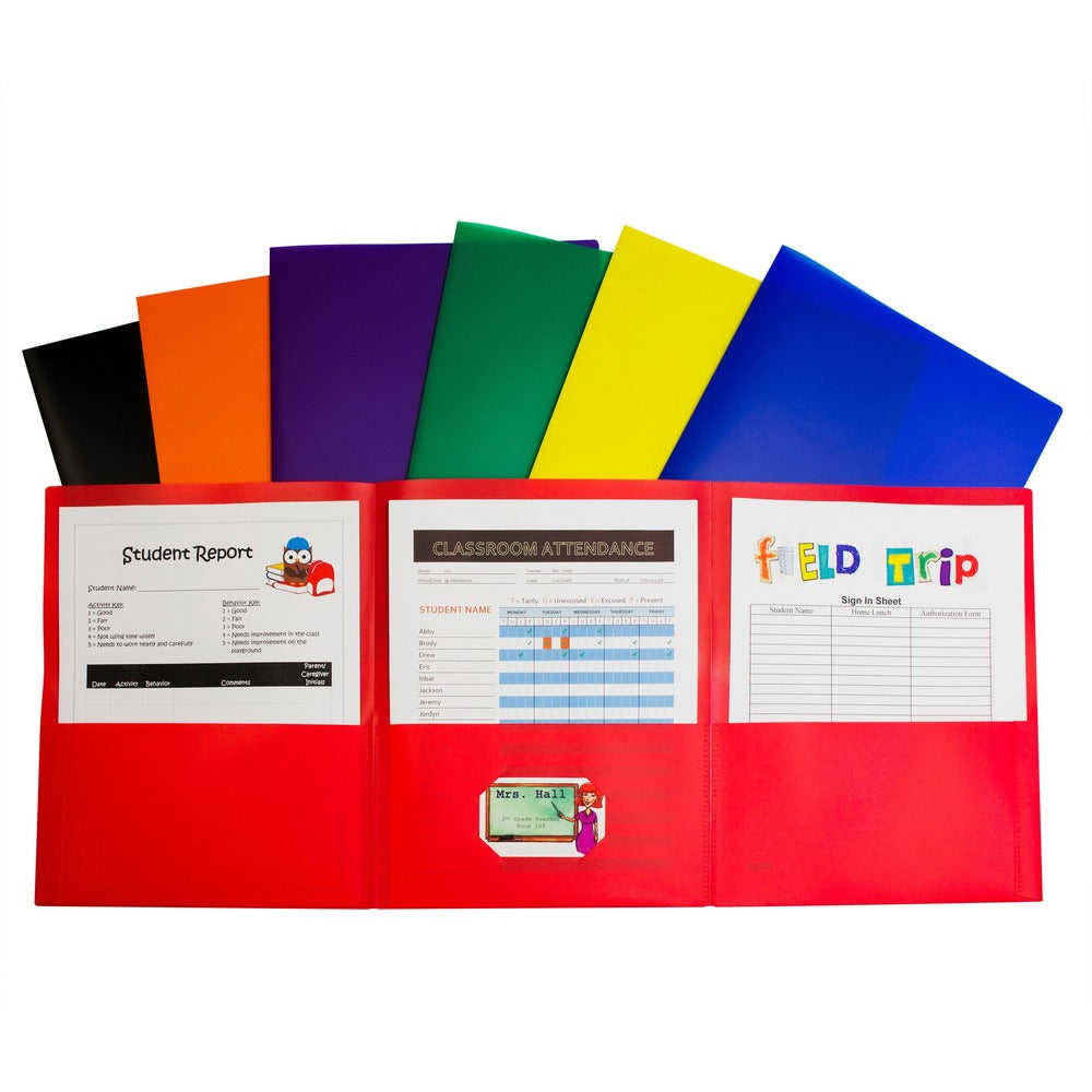 Image of C-Line Portfolio,3-Pocket,w/Card Holder,Poly,Letter,24/BX,AST