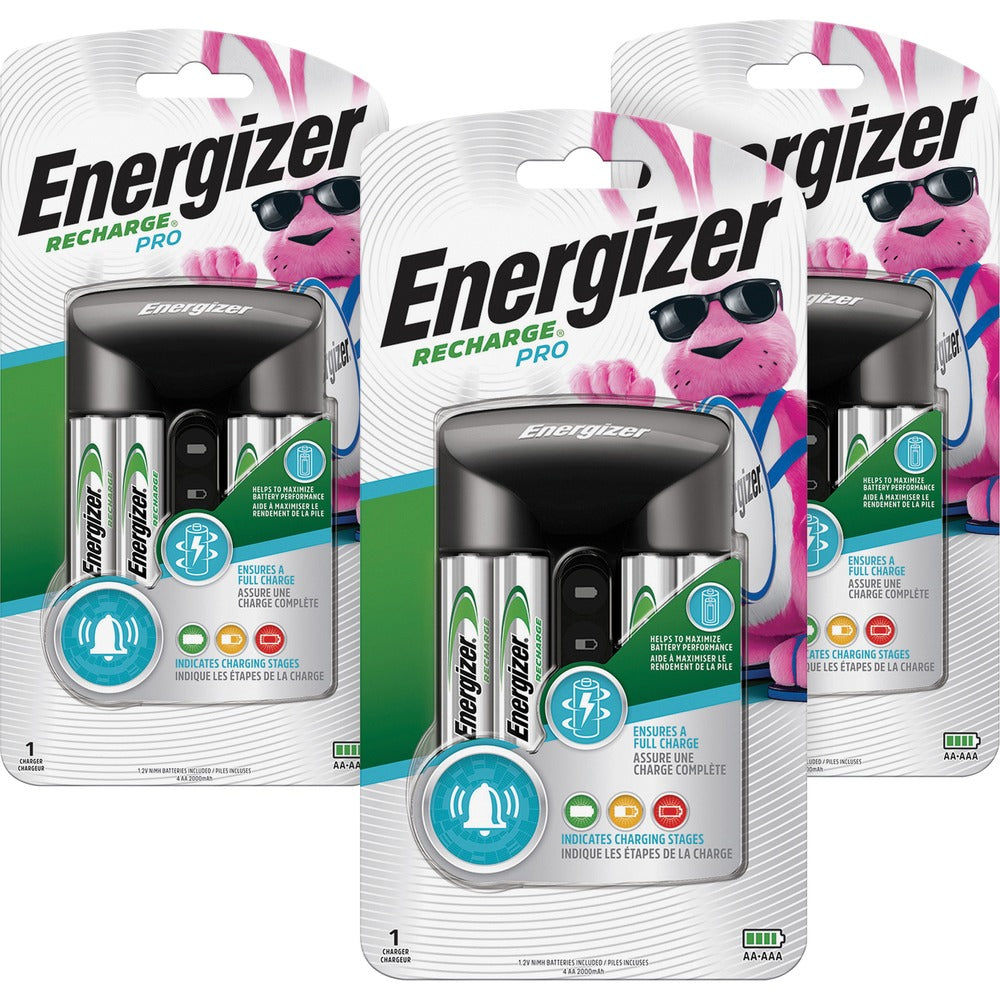Image of Eveready Battery Co Inc Battery Rechargers, f/2AA/4AAA Batteries, 3/CT, Black