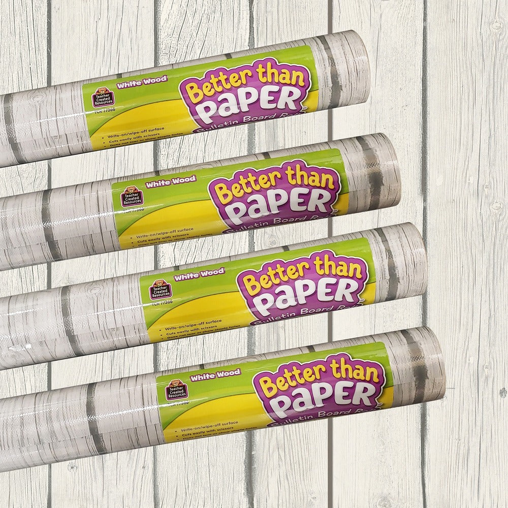 Image of Teacher Created Resources Bulletin Board Roll, 4'Wx12'H, 4/PK, White/Gray
