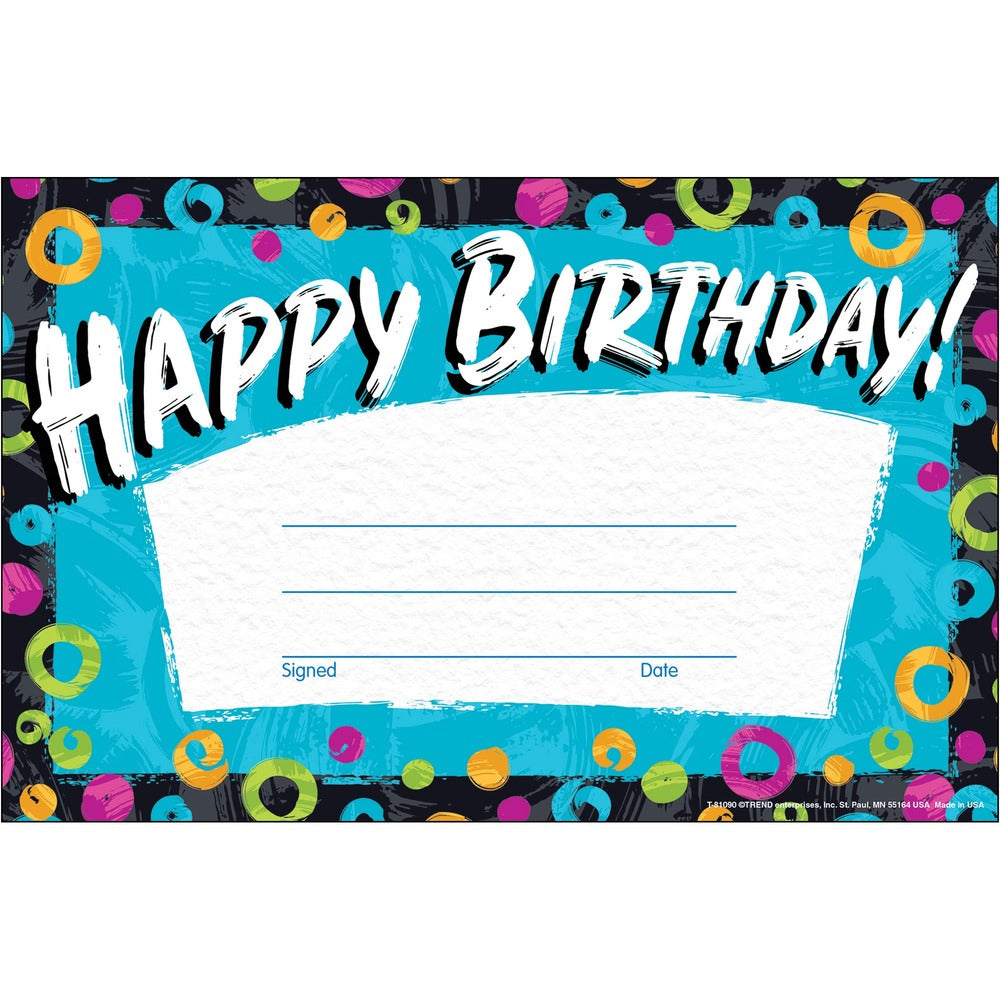 Image of Trend Enterprises Certificate, f/Birthday, Color Harmony, 5-1/2"x8-1/2", 30/PK