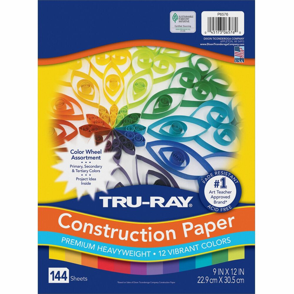 Image of Pacon Construction Paper, 9"Wx1"Lx12"H, 144 SH/PK, Assorted