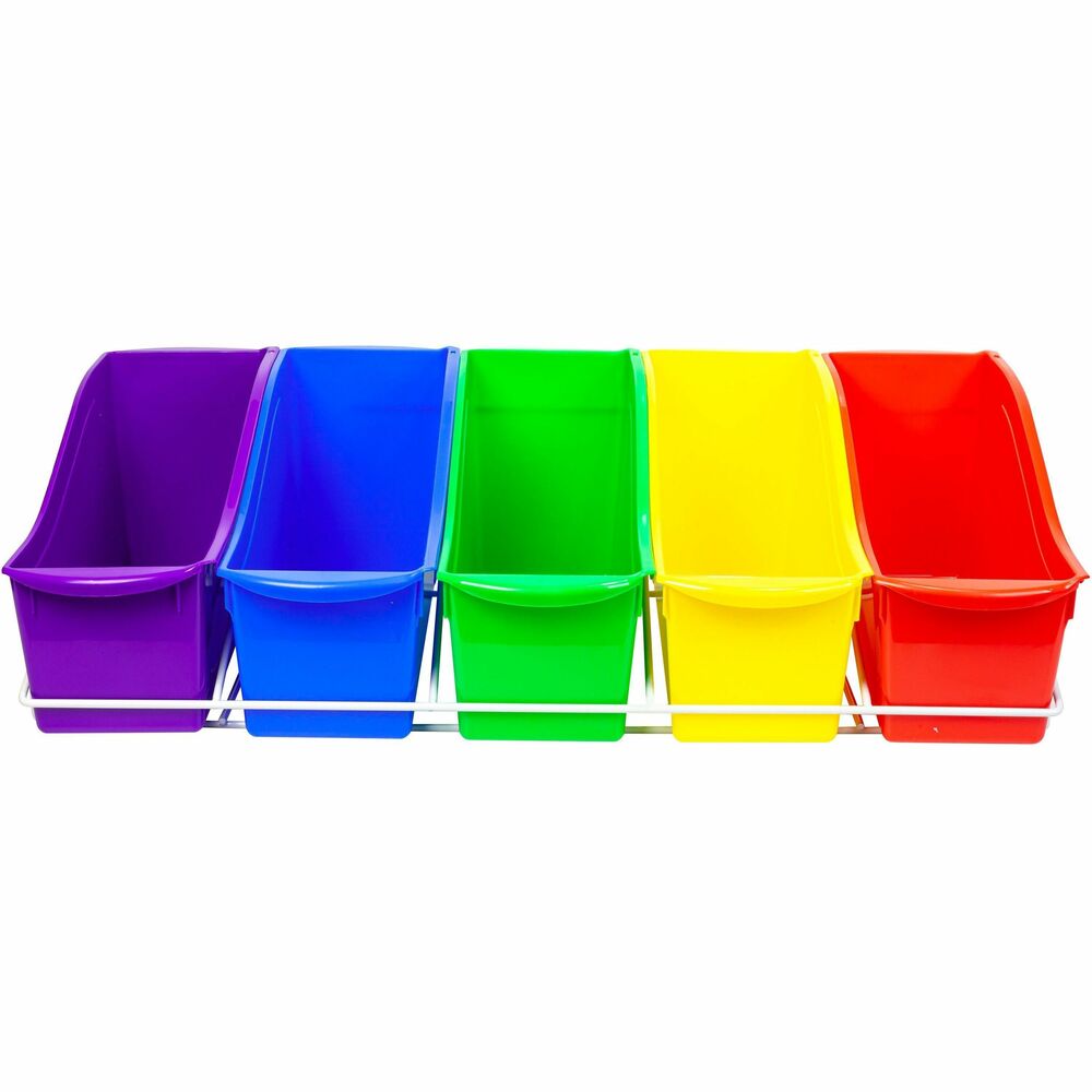 Image of Storex Industries Corporation Book Rack, w/ 5 Bins, 14-3/10"Wx25-7/10"Lx7-1/4"H, AST