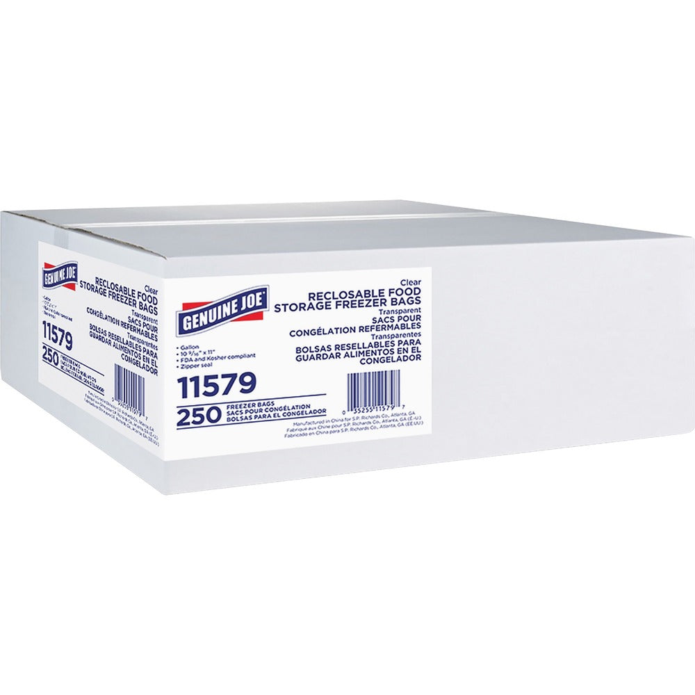 Image of Genuine Joe Freezer Storage Bags,Reclos,1 Gal,2.7mil,250/BX,6BX/CT,CL